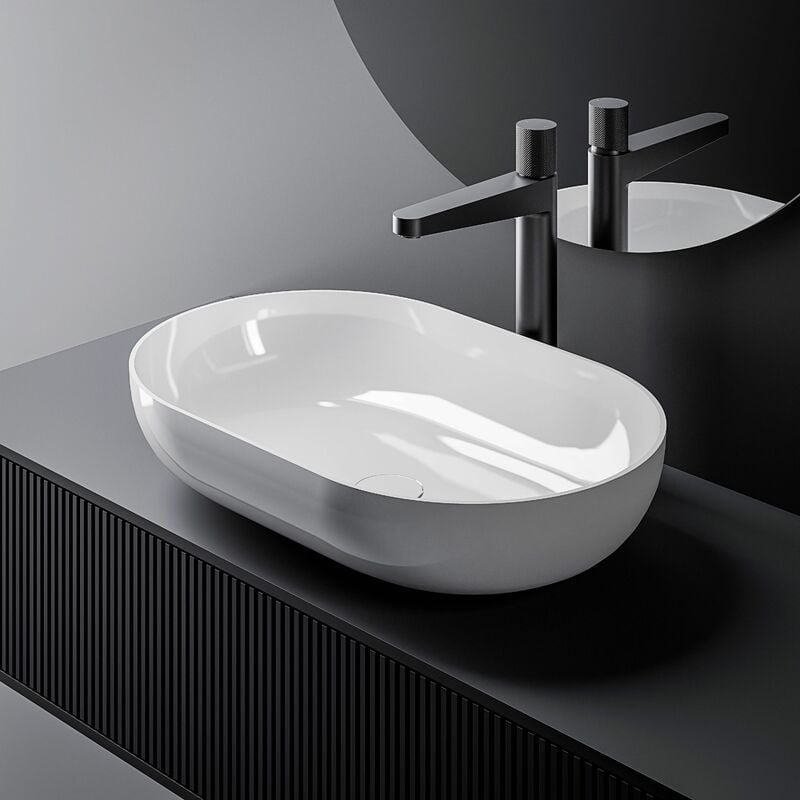 Lavabo para apoyar O-540 en fundición mineral (piedra de síntesis) - en blanco brillante - 54 x 34 x 10,5 cm:Sin adicional. abertura
Lavabo para apoyar O-540 en fundición mineral (piedra de síntesis) - en blanco brillante - 54 x 34 x 10,5 cm:Sin adicional. abertura