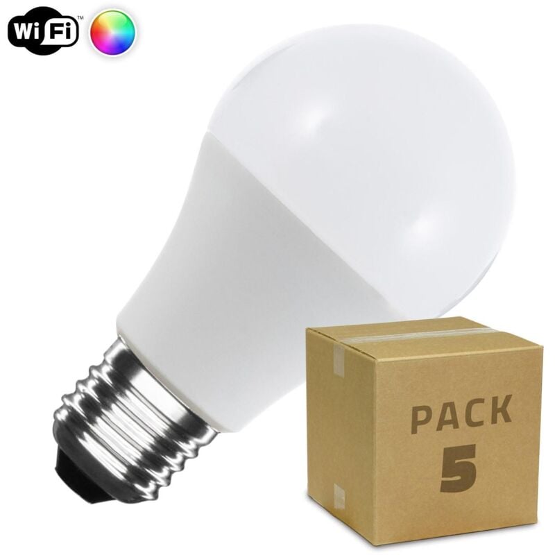 Pack 5 Bombillas LED Smart WiFi E27 Casquillo Gordo 6W A60 RGBW Regulable RGBW . - RGBW 
Pack 5 Bombillas LED Smart WiFi E27 Casquillo Gordo 6W A60 RGBW Regulable RGBW . - RGBW