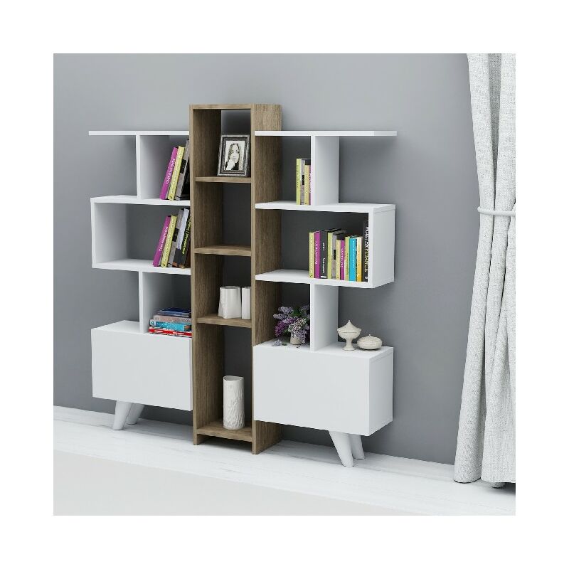 Libreria Asrin - con estantes, puertas - para la oficina, la sala de estar - Blanco, Nogal en Madeira, 130 x 22 x 140,8 cm
Libreria Asrin - con estantes, puertas - para la oficina, la sala de estar - Blanco, Nogal en Madeira, 130 x 22 x 140,8 cm