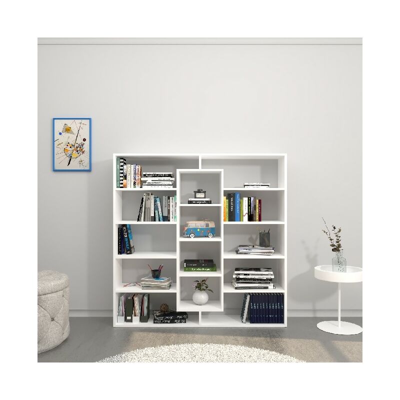 Libreria Dalia - Armario de pared, estante - con estantes - para la sala de estar, la oficina, la entrada - Blanco en Madera, 130 x 27 x 130 cm
Libreria Dalia - Armario de pared, estante - con estantes - para la sala de estar, la oficina, la entrada - Blanco en Madera, 130 x 27 x 130 cm