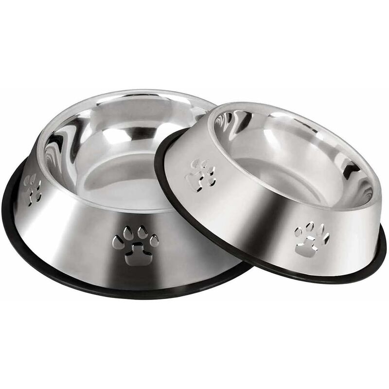 2 cuencos para perros fabricados en acero inoxidable con base de goma antideslizante, cuenco pequeño para mascotas y cuenco de agua (base: 15 cm.
2 cuencos para perros fabricados en acero inoxidable con base de goma antideslizante, cuenco pequeño para mascotas y cuenco de agua (base: 15 cm.