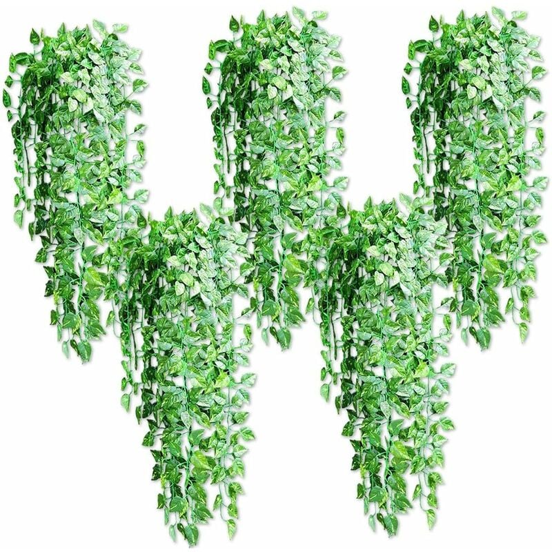 5 piezas de plantas artificiales para colgar, 90 cm de hiedra falsa para colgar hojas verdes de Scindapsus para decoración
5 piezas de plantas artificiales para colgar, 90 cm de hiedra falsa para colgar hojas verdes de Scindapsus para decoración