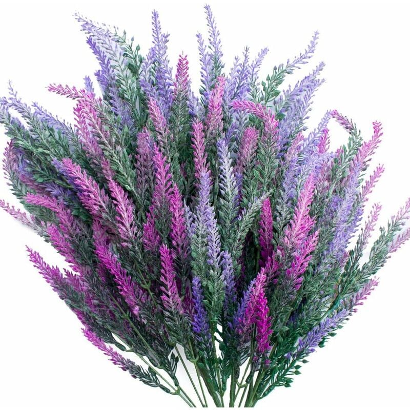 6 flores artificiales de lavanda, flores artificiales de lavanda púrpura, flores de lavanda falsas, plantas de lavanda artificial, decoración de