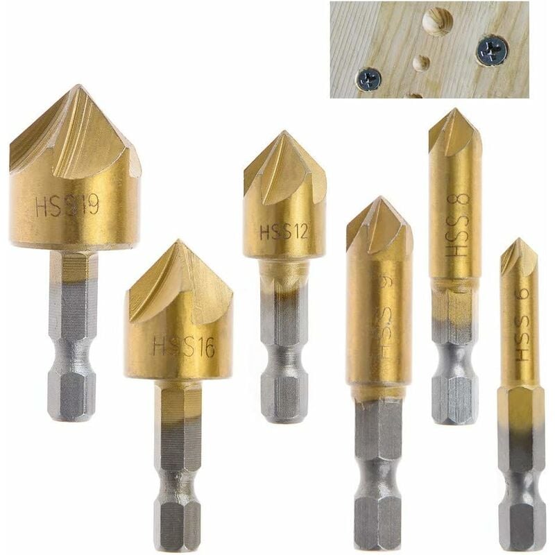 6 piezas HSS Cortador de bisel de 90 grados Cortador de bisel de 5 flautas Agujero de corte Cortador de bisel recubierto de titanio Broca para
6 piezas HSS Cortador de bisel de 90 grados Cortador de bisel de 5 flautas Agujero de corte Cortador de bisel recubierto de titanio Broca para