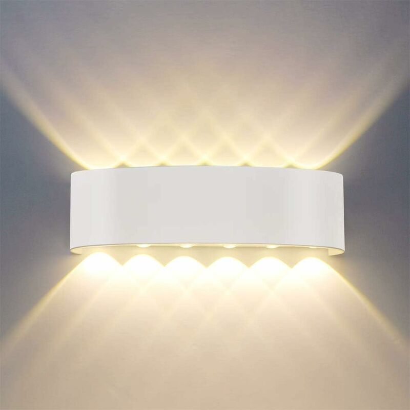 Aplique de pared moderno IP65 a prueba de agua 12W Apliques LED Aplique de pared interior de aluminio para sala de estar, dormitorio, pasillo,