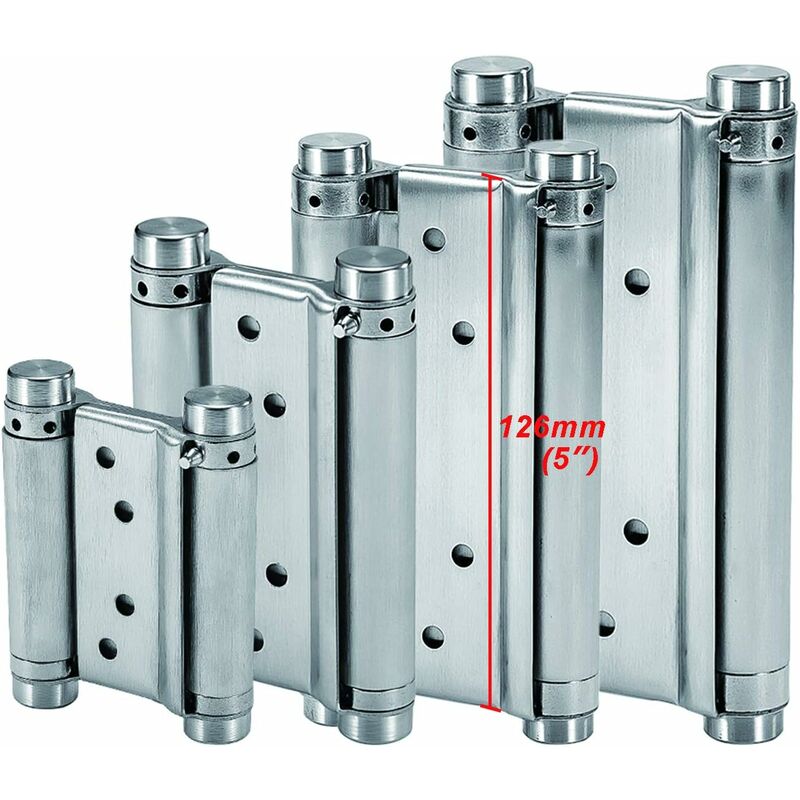 Bisagras de resorte de acero inoxidable de doble acción (126 mm) para puertas batientes Bisagra de cierre automático para salón, cafetería, bar, pub,
Bisagras de resorte de acero inoxidable de doble acción (126 mm) para puertas batientes Bisagra de cierre automático para salón, cafetería, bar, pub,
