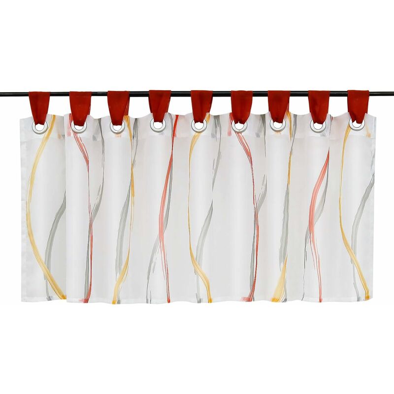 Cortina de disco para bistró en velo transparente con hebillas con patrón de ondas H / L 30/90 cm de color rojo
Cortina de disco para bistró en velo transparente con hebillas con patrón de ondas H / L 30/90 cm de color rojo
