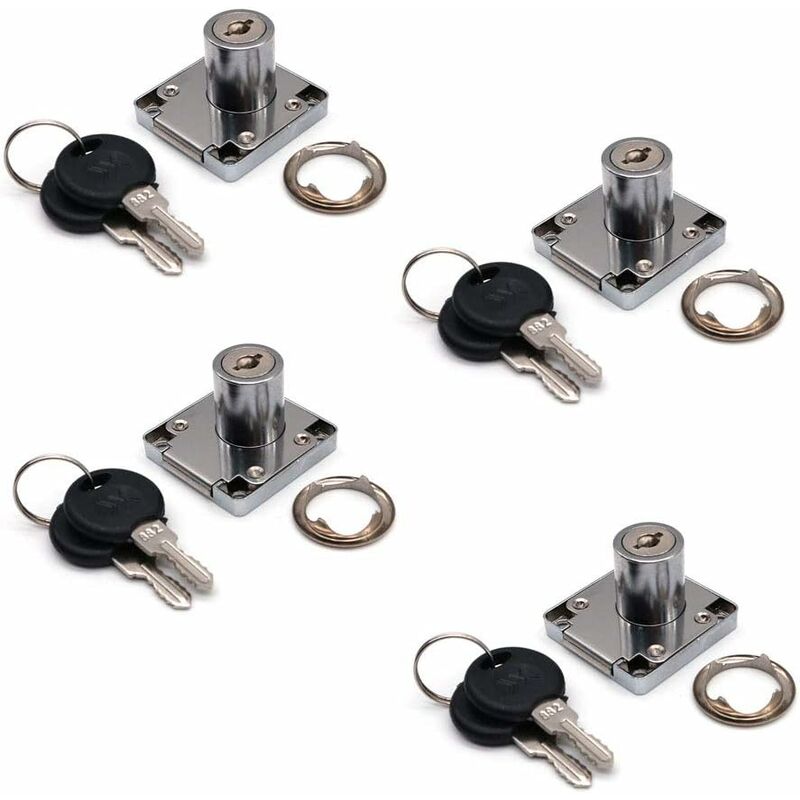 Juego de 4 cerraduras para gabinete y cajón con 2 llaves, cilindro de cerradura para gabinete, cerradura de leva de aleación de zinc para puerta,
Juego de 4 cerraduras para gabinete y cajón con 2 llaves, cilindro de cerradura para gabinete, cerradura de leva de aleación de zinc para puerta,