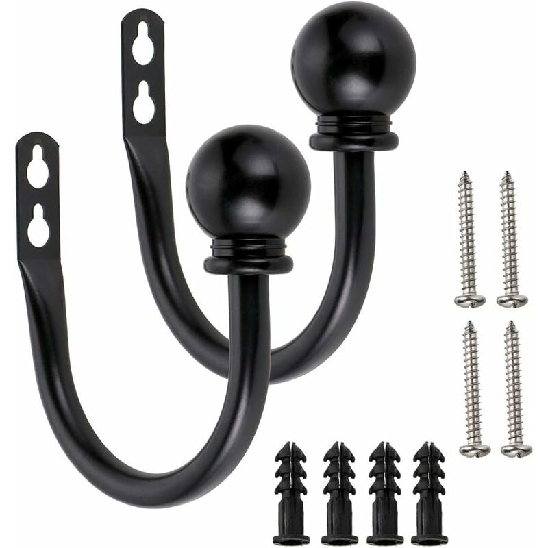 Par de ganchos de cortina de metal ligero Soporte de pared retro para amarres de cortina, negro
Par de ganchos de cortina de metal ligero Soporte de pared retro para amarres de cortina, negro