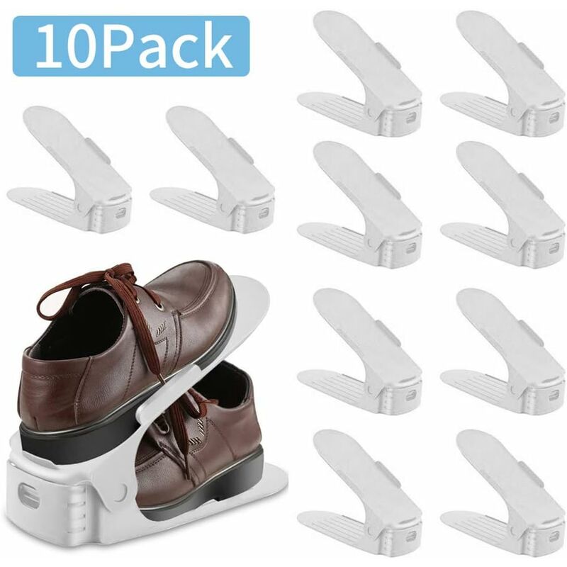 Zapateros ajustables, paquete de 10 Zapateros de plástico que ahorran espacio con 3 niveles de altura
Zapateros ajustables, paquete de 10 Zapateros de plástico que ahorran espacio con 3 niveles de altura