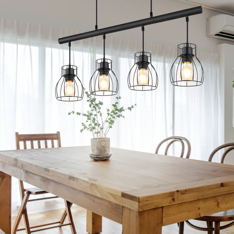 Lámpara colgante lámpara colgante lámpara jaula lámpara de mesa de comedor vintage con cuatro pantallas de celosía metálica, negro mate, 4x E27, L x
Lámpara colgante lámpara colgante lámpara jaula lámpara de mesa de comedor vintage con cuatro pantallas de celosía metálica, negro mate, 4x E27, L x