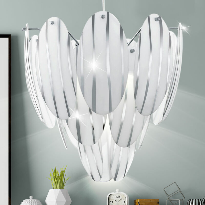 Lámpara colgante vidrio blanco Lámpara colgante mesa de comedor lámpara de salón de vidrio colgante moderno, pantalla de acero a rayas, 1x E27, F x
Lámpara colgante vidrio blanco Lámpara colgante mesa de comedor lámpara de salón de vidrio colgante moderno, pantalla de acero a rayas, 1x E27, F x