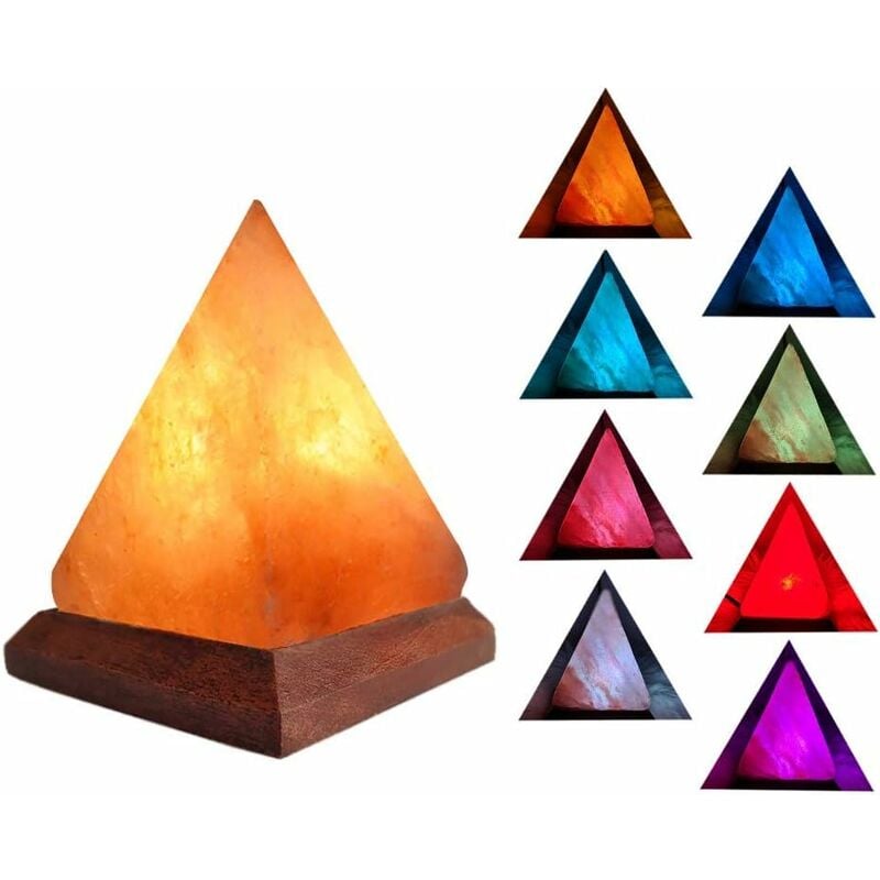 Lámpara de sal piramidal, lámpara de iones de liberación de luz negativa de sal del Himalaya coloreada con base de madera
Lámpara de sal piramidal, lámpara de iones de liberación de luz negativa de sal del Himalaya coloreada con base de madera