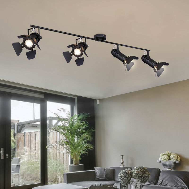 Lámpara de techo Foco de techo Lámpara de techo para comedor Lámparas de techo con focos de película ajustables, metal negro, 4 casquillos GU10, L x
Lámpara de techo Foco de techo Lámpara de techo para comedor Lámparas de techo con focos de película ajustables, metal negro, 4 casquillos GU10, L x