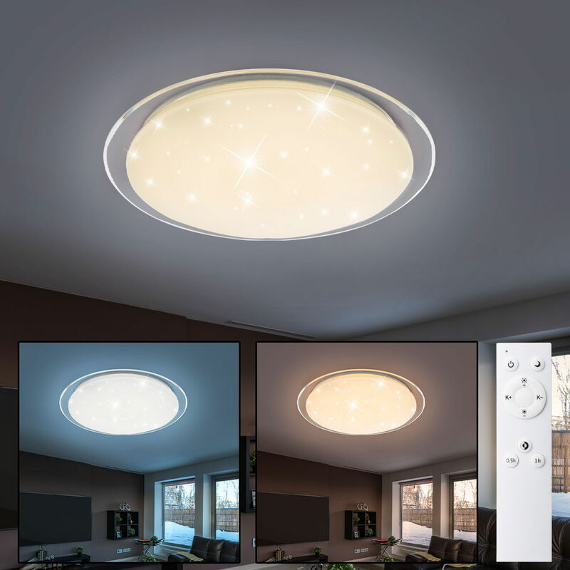 Lámpara de techo LED para sala de estar, control remoto, efecto de cielo estrellado, atenuador, luz diurna
Lámpara de techo LED para sala de estar, control remoto, efecto de cielo estrellado, atenuador, luz diurna