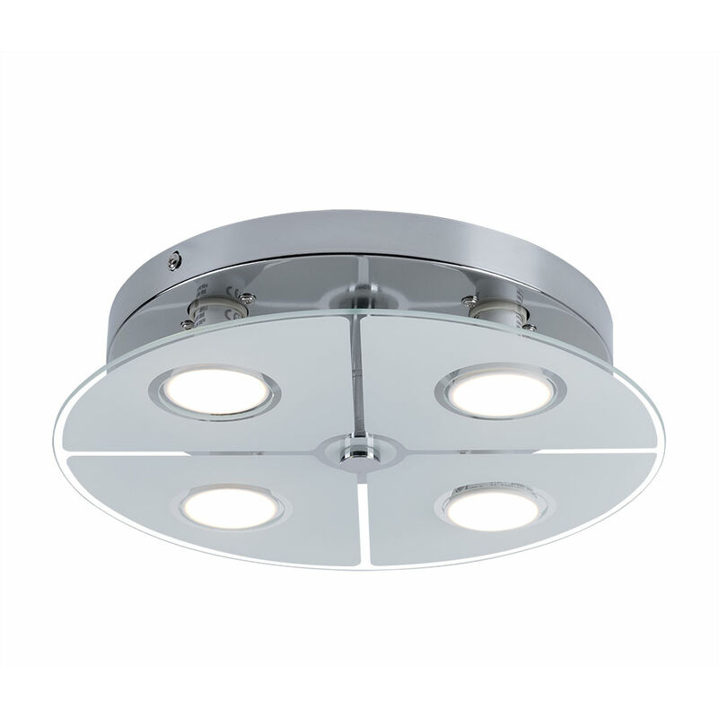 Lámpara de techo Plafón LED cromado para salón, vidrio satinado, 4x 3W 250lm 3000K, FxH 30x7,5 cm
Lámpara de techo Plafón LED cromado para salón, vidrio satinado, 4x 3W 250lm 3000K, FxH 30x7,5 cm
