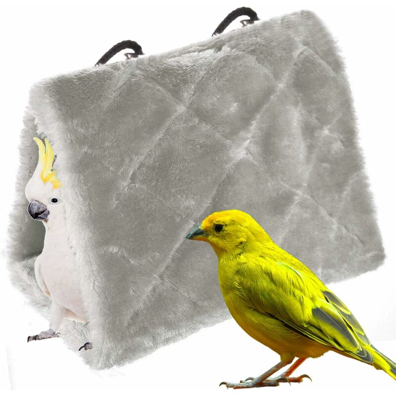 Loro pájaro nido animal invierno nido invierno cálido hamaca cabaña colgante para loro (L, gris)