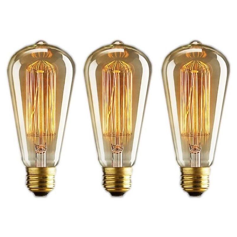 Lot De 3 Ampoules Vintage Bulb Edison E14 ST48 3700830413472