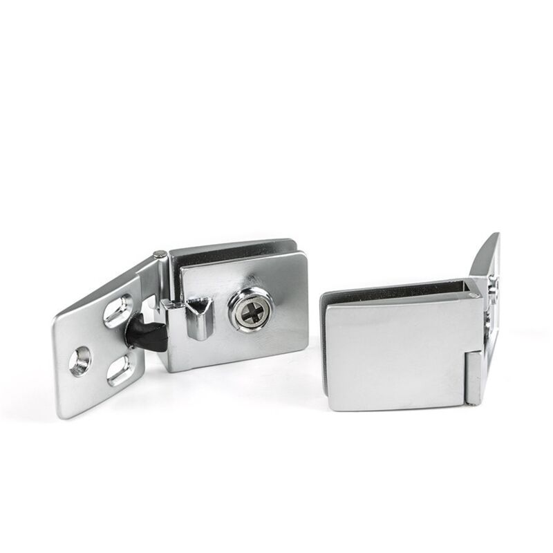 juego de bisagras para puerta de cristal, central, 4-5 mm espesor, zamak, cromado mate - Emuca