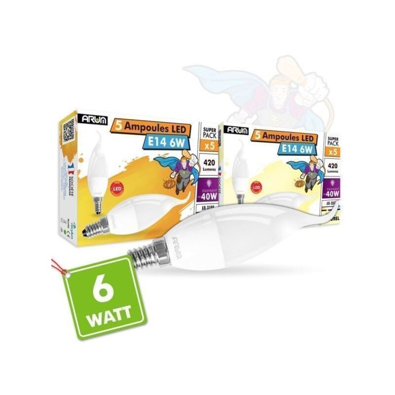 Lote de 5 bombillas LED E14 Flame 6W Render 40W 420LM | Temperatura de color: 4000K blanco neutro
Lote de 5 bombillas LED E14 Flame 6W Render 40W 420LM | Temperatura de color: 4000K blanco neutro