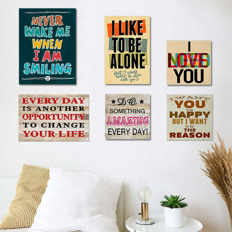 Conjunto 6 impresiones en tela canvas cuadros frases aforismos marco de madera Emozioni
Conjunto 6 impresiones en tela canvas cuadros frases aforismos marco de madera Emozioni