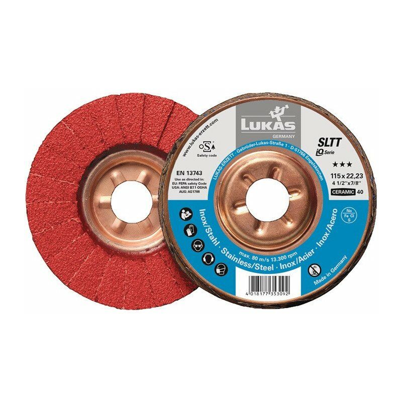 Arandela de presión dentada SLTT Cerámica D.115mm K.40 fl.INOX / acero CO LUKAS (Por 10)
Arandela de presión dentada SLTT Cerámica D.115mm K.40 fl.INOX / acero CO LUKAS (Por 10)