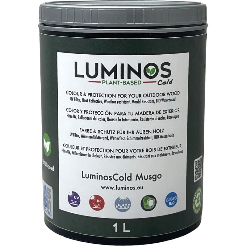 Cold - LUM1152 - MUSGO - Lasur Protector reflectante IR. Color Verde. 1L - Luminos
Cold - LUM1152 - MUSGO - Lasur Protector reflectante IR. Color Verde. 1L - Luminos