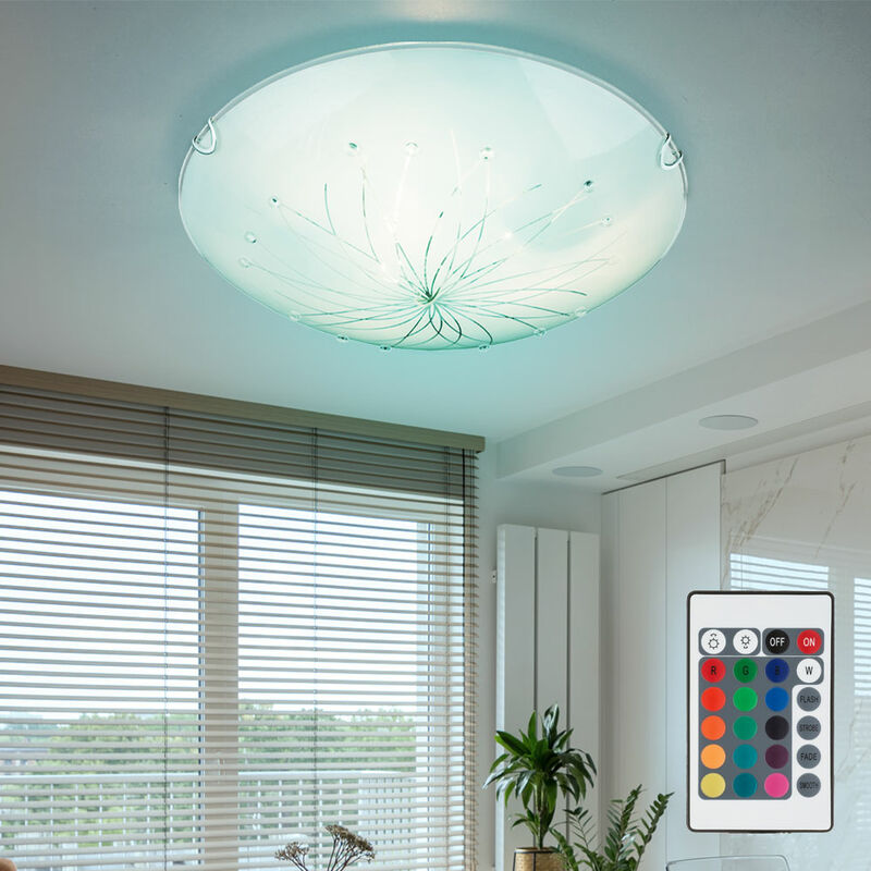 Lámpara de techo de vidrio satinado con iluminación de control remoto en un juego que incluye bombillas LED RGB
Lámpara de techo de vidrio satinado con iluminación de control remoto en un juego que incluye bombillas LED RGB