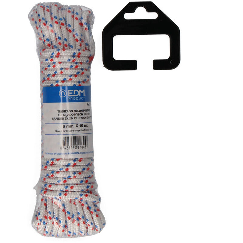 Madeja trenzado nylon 10mts blanco pintas - EDM