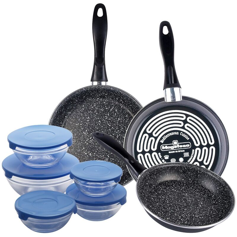 Magefesa K2 GRANSASSO set de 3 sartenes redondas de Ø18/20 y 24, en acero esmaltado vitrificado, en gris, inducción y lavavajillas, y juego de 10
Magefesa K2 GRANSASSO set de 3 sartenes redondas de Ø18/20 y 24, en acero esmaltado vitrificado, en gris, inducción y lavavajillas, y juego de 10
