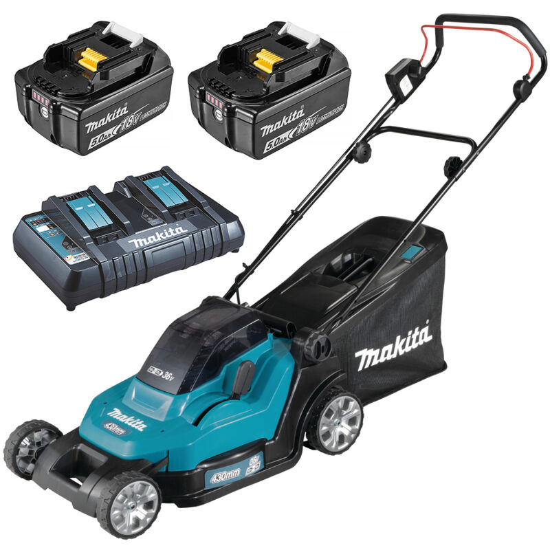 Makita DLM432PT2 36V (2x 18V) Litio-Ion Batería Juego de cortacésped (2 baterías de 5.0Ah) - 43cm
Makita DLM432PT2 36V (2x 18V) Litio-Ion Batería Juego de cortacésped (2 baterías de 5.0Ah) - 43cm