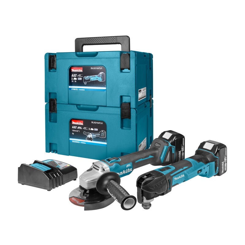 Makita DLX2154TJ1 Set Li Ion 18V Meuleuse D Angle DGA504 Multi