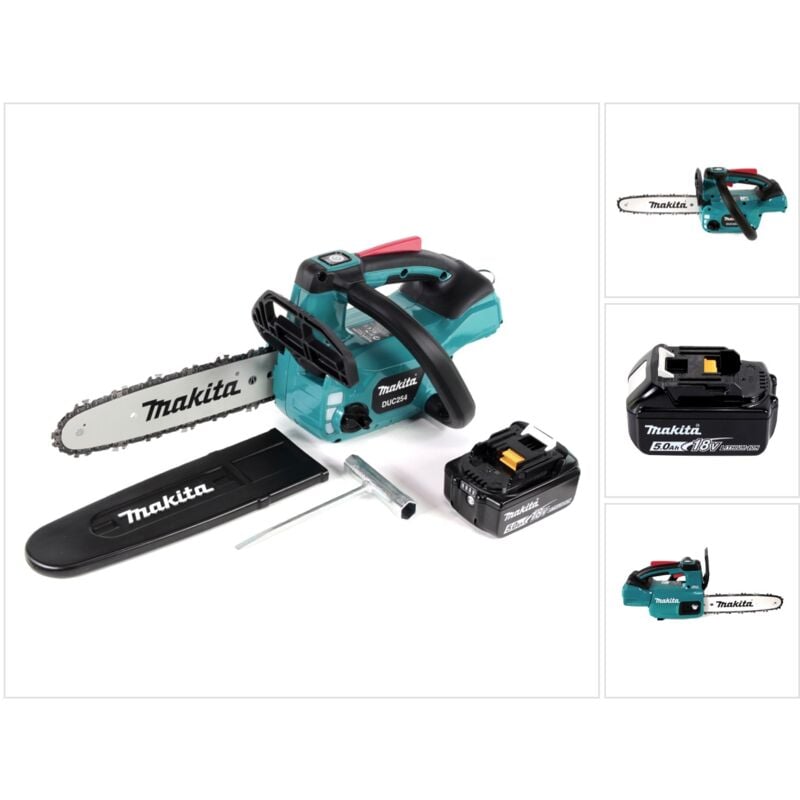 Makita DUC 254 T1 Motosierra a batería 18V / 25 cm + 1x Batería BL1850 5,0 Ah - Sin cargador incluido
Makita DUC 254 T1 Motosierra a batería 18V / 25 cm + 1x Batería BL1850 5,0 Ah - Sin cargador incluido