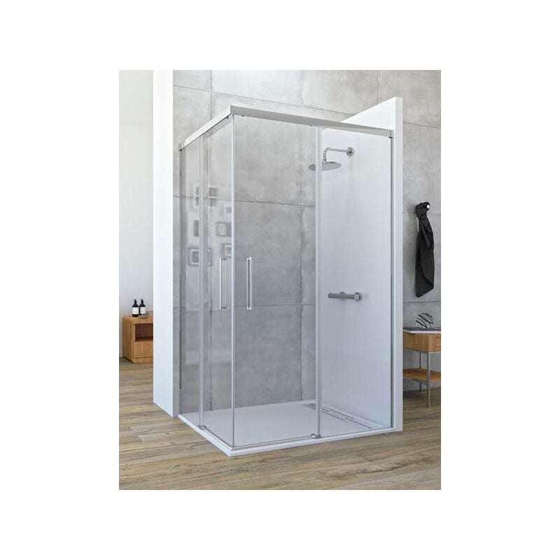 Mampara de ducha angular Corredera - de 2 hojas fijas y 2 puertas - Cristal 6 mm con ANTICAL INCLUIDO - Modelo ASTRO Medida (90 X 120) - TRANSPARENTE
Mampara de ducha angular Corredera - de 2 hojas fijas y 2 puertas - Cristal 6 mm con ANTICAL INCLUIDO - Modelo ASTRO Medida (90 X 120) - TRANSPARENTE