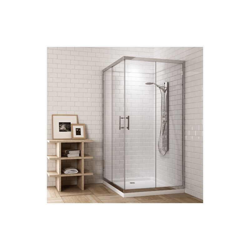 Mampara de ducha cuadrada de cristal 2 puertas + 2 fijos 100X100 TRANSPARENTE - Transparente
Mampara de ducha cuadrada de cristal 2 puertas + 2 fijos 100X100 TRANSPARENTE - Transparente
