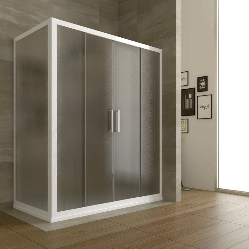 Mampara de ducha de angular de pvc perfil blanco h 190 mod. Star 2 Hojas 80x120 cm vidrio impreso
Mampara de ducha de angular de pvc perfil blanco h 190 mod. Star 2 Hojas 80x120 cm vidrio impreso