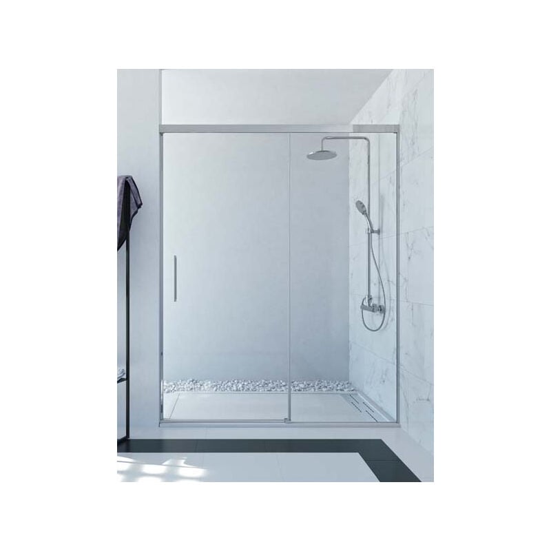 Mampara de ducha frontal de 1 hoja fija y 1 puerta corredera. - Cristal 6 mm con ANTICAL INCLUIDO - Modelo SIA Medida (131-140) - CRISTAL DECORADO 21
Mampara de ducha frontal de 1 hoja fija y 1 puerta corredera. - Cristal 6 mm con ANTICAL INCLUIDO - Modelo SIA Medida (131-140) - CRISTAL DECORADO 21