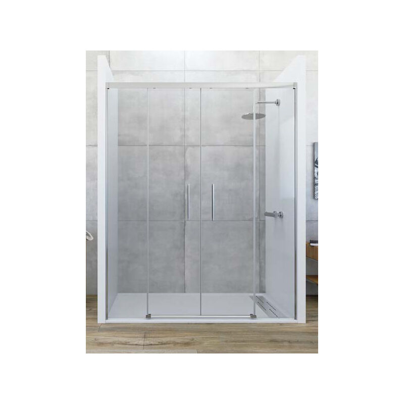 Mampara de ducha frontal Corredera - de 2 hojas fijas y 2 puertas - Cristal 6 mm con ANTICAL INCLUIDO - Modelo GALAXIA Medida (161-170) - TRANSPARENTE
Mampara de ducha frontal Corredera - de 2 hojas fijas y 2 puertas - Cristal 6 mm con ANTICAL INCLUIDO - Modelo GALAXIA Medida (161-170) - TRANSPARENTE