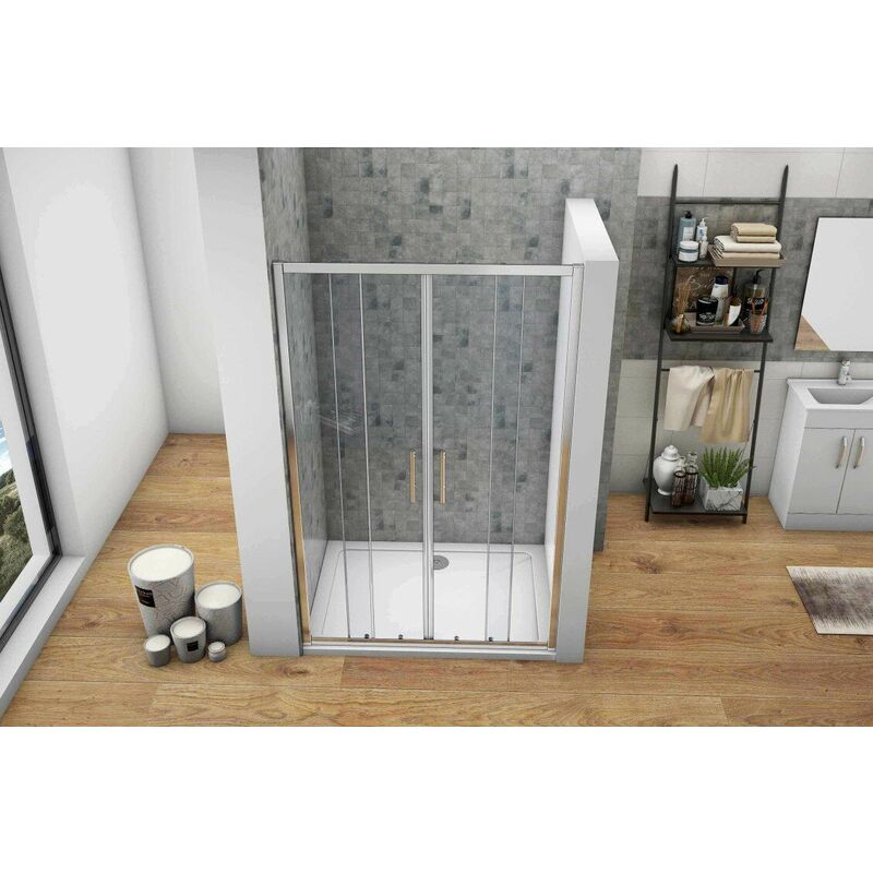 Mampara de Ducha Frontal, Doble Puerta Corredera, Doble Puerta Fija, compuesto de 4 puertas, Vidrio templado 5mm, 120x190cm
Mampara de Ducha Frontal, Doble Puerta Corredera, Doble Puerta Fija, compuesto de 4 puertas, Vidrio templado 5mm, 120x190cm