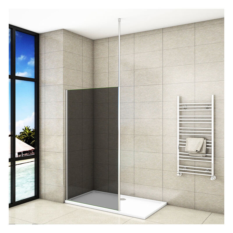 Mampara de ducha Panel Fijo con Barra vertical a Techo, Cristal Templado Gris Antical 8mm, 140x200cm
Mampara de ducha Panel Fijo con Barra vertical a Techo, Cristal Templado Gris Antical 8mm, 140x200cm