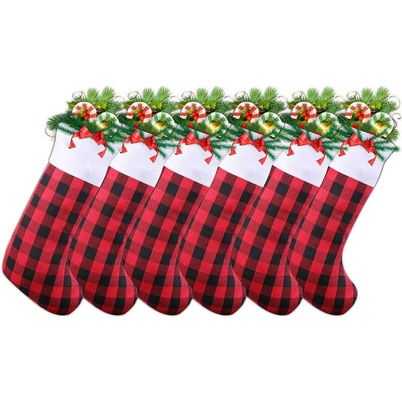 Sun Floweres - Medias de Navidad de 6 piezas Buffalo Plaid Medias de Navidad con adornos de felpa blanca Decoraciones de calcetín grandes
Sun Floweres - Medias de Navidad de 6 piezas Buffalo Plaid Medias de Navidad con adornos de felpa blanca Decoraciones de calcetín grandes