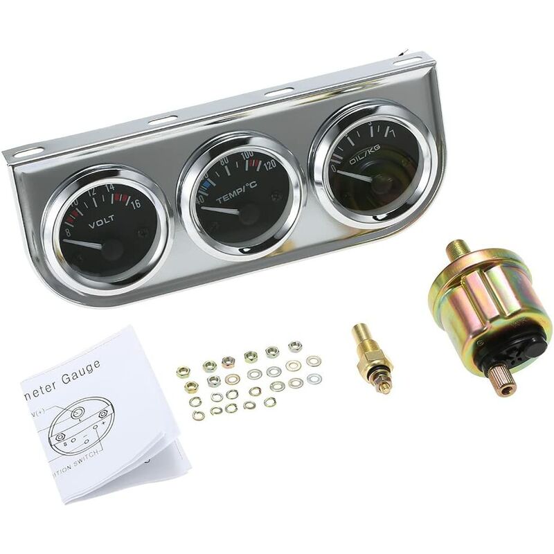 Medidor de temperatura del agua de presión de aceite Celsius, voltímetro cromado, kit de calibre 3 en 1, medidor de temperatura del agua para coche y
Medidor de temperatura del agua de presión de aceite Celsius, voltímetro cromado, kit de calibre 3 en 1, medidor de temperatura del agua para coche y