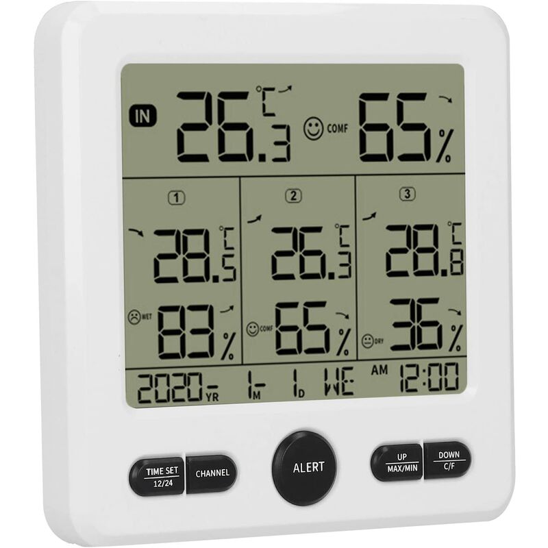 Abcrital - Medidor de temperatura, termómetro higrómetro electrónico digital 3 en 1 medidores de temperatura interior y exterior con alarma para
Abcrital - Medidor de temperatura, termómetro higrómetro electrónico digital 3 en 1 medidores de temperatura interior y exterior con alarma para