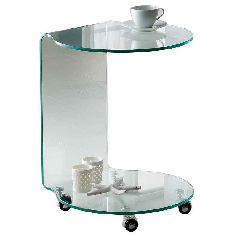 Mesa Aux. Redonda Glass, Con Ruedas.