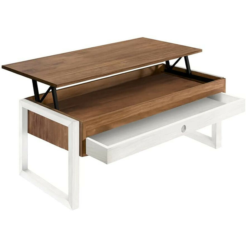 Mesa Centro Elevable Cajon Deslizante Madera Maciza Color Encerado y Blanco, Pata Cuadrada
Mesa Centro Elevable Cajon Deslizante Madera Maciza Color Encerado y Blanco, Pata Cuadrada