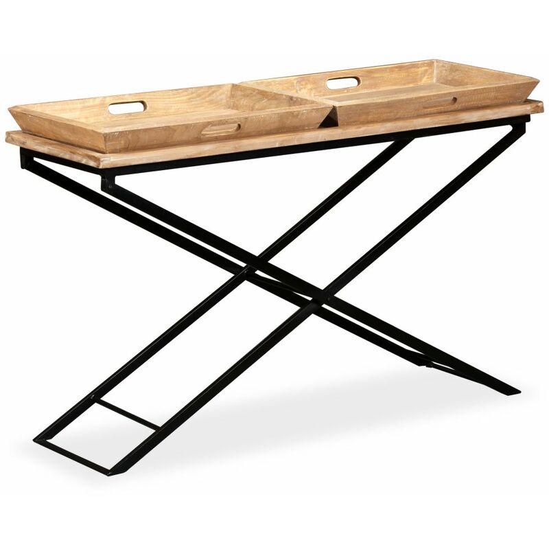 Mesa consola de madera de mango maciza 130x40x80 cm