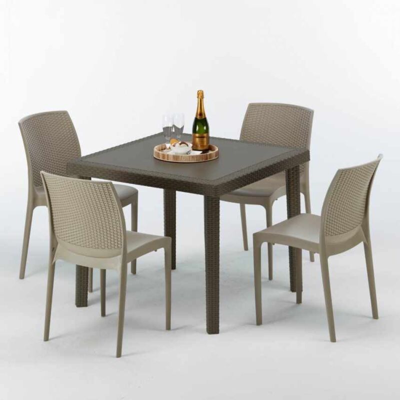 Mesa Cuadrada Marrón 90x90 cm y 4 Sillas De Colores Brown Passion | Boheme Beige Juta
Mesa Cuadrada Marrón 90x90 cm y 4 Sillas De Colores Brown Passion | Boheme Beige Juta