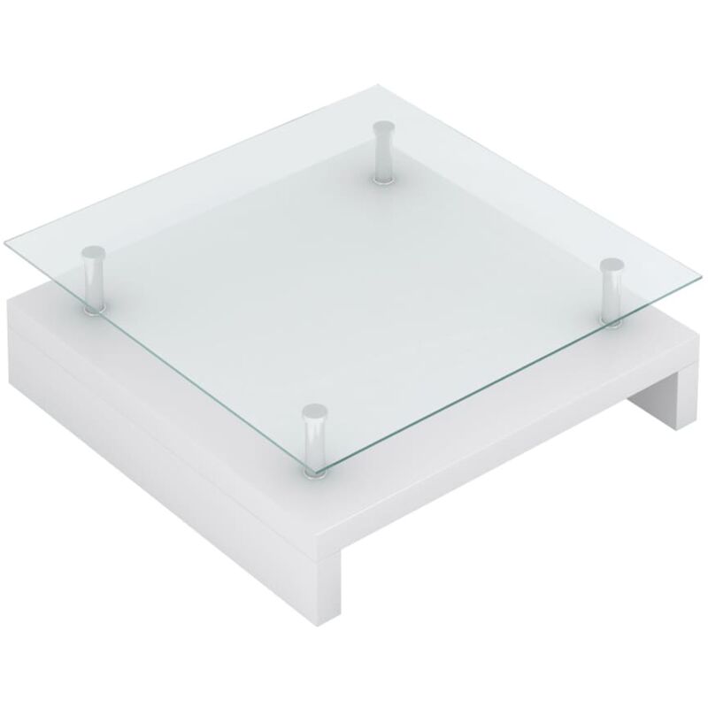 Mesa Cuadrada De Cristal De Café Blanco - Blanco