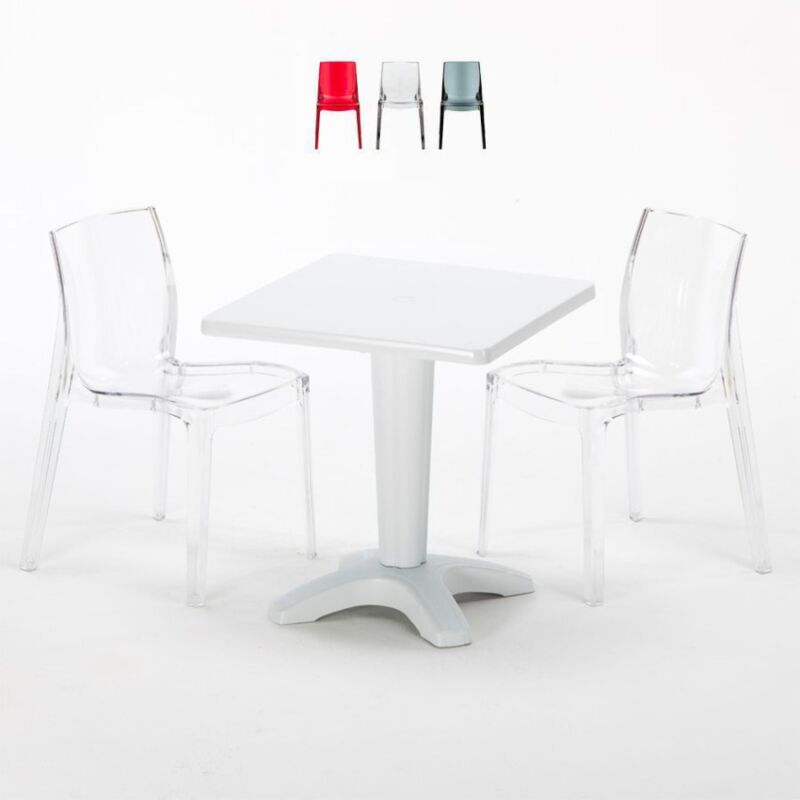 Mesa Cuadrada 70x70 cm y 2 Sillas De Colores Transparentes Caffè | Femme Fatale transparente - Blanco
Mesa Cuadrada 70x70 cm y 2 Sillas De Colores Transparentes Caffè | Femme Fatale transparente - Blanco