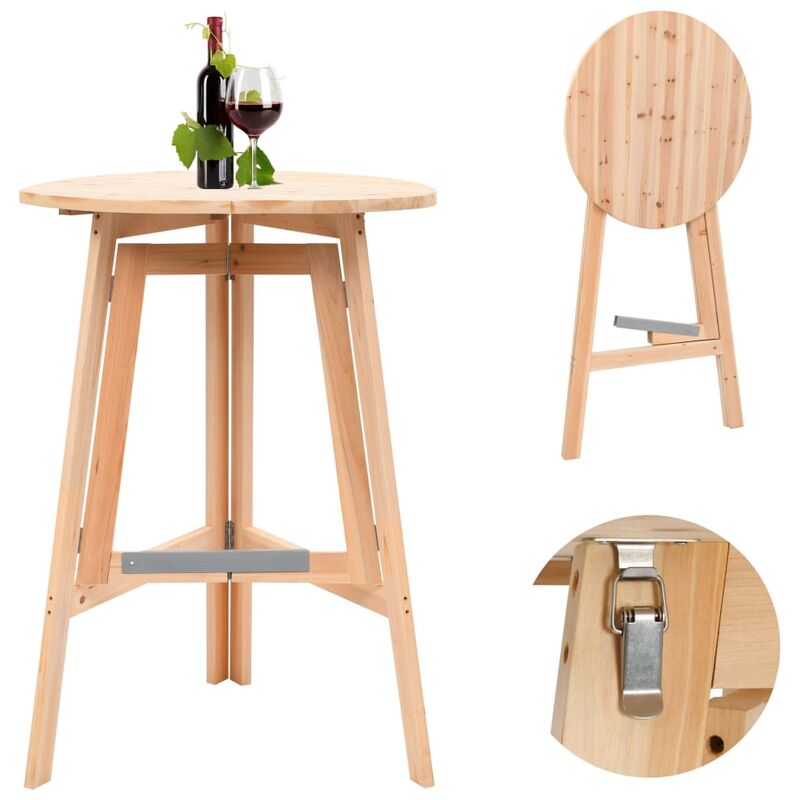 Mesa de bar plegable de madera de abeto 78 cm